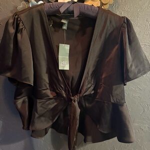 Wild Fable Satin Tie-Front Blouse xxl new